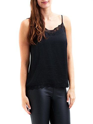 Vila Damen Vicava Lace Singlet - Noos Top, Black, S EU von Vila