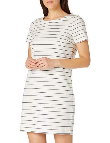 VILA CLOTHES Damen VITINNY New S/S Dress-NOOS Kleid, Mehrfarbig (Snow White Stripes: Total Eclipse Version 1), 36 (Herstellergröße: S) von Vila