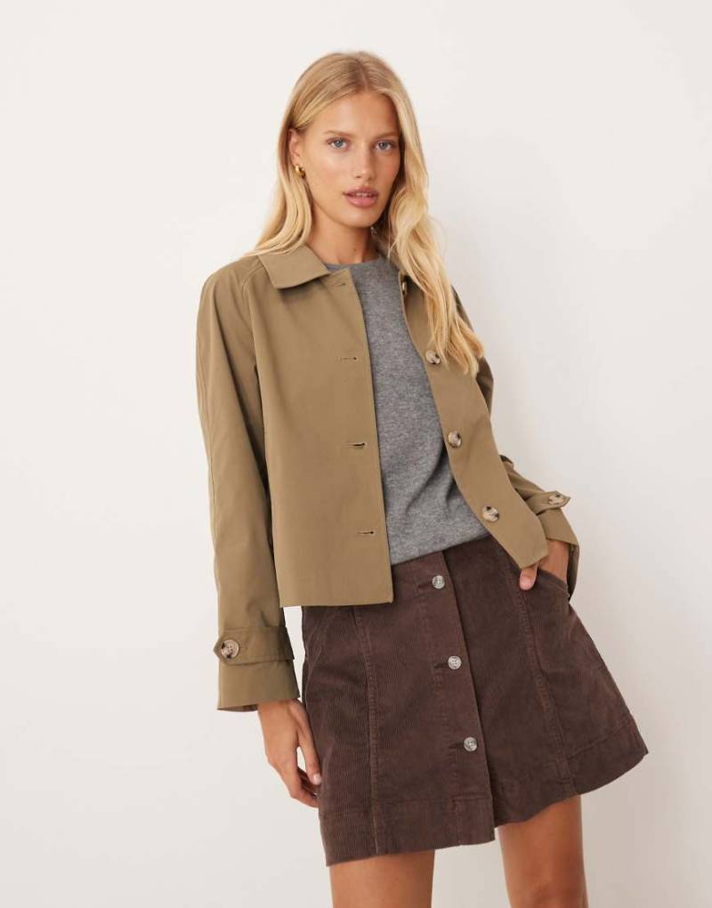 VILA - Cropped-Trenchcoat in Dunkelgrün von Vila