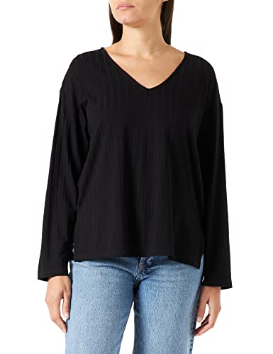 VILA Damen VINATHA L/S V-Neck TOP/SU Langarmshirt, Black, S von Vila