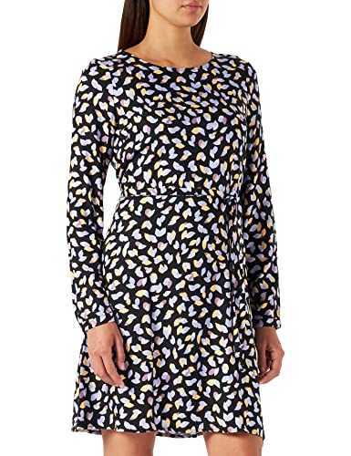 VILA Damen VIVISH O-Neck L/S Short Dress/PB Kleid, Black/AOP:LICHE, 38 von Vila