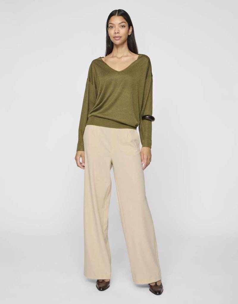 VILA - Hose in Creme mit weitem Bein-Weiß von Vila