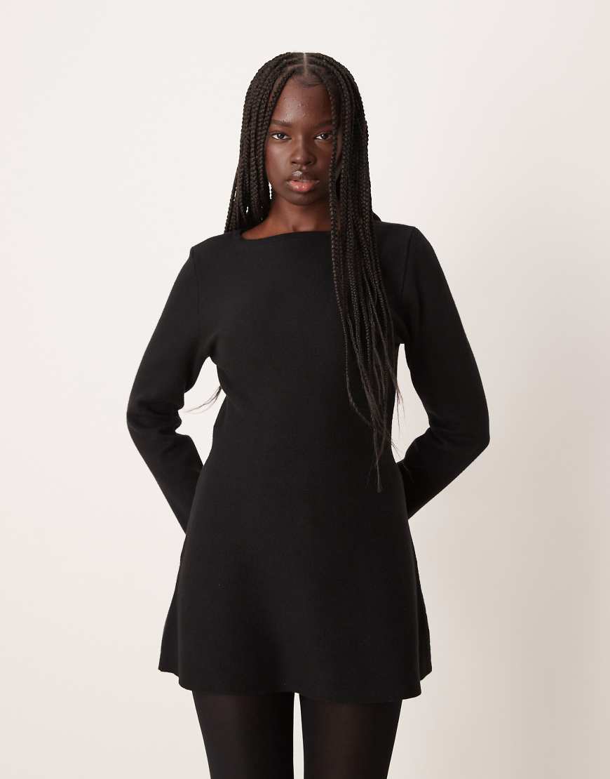 VILA - Mini-Strickkleid in A-Linie in Schwarz von Vila