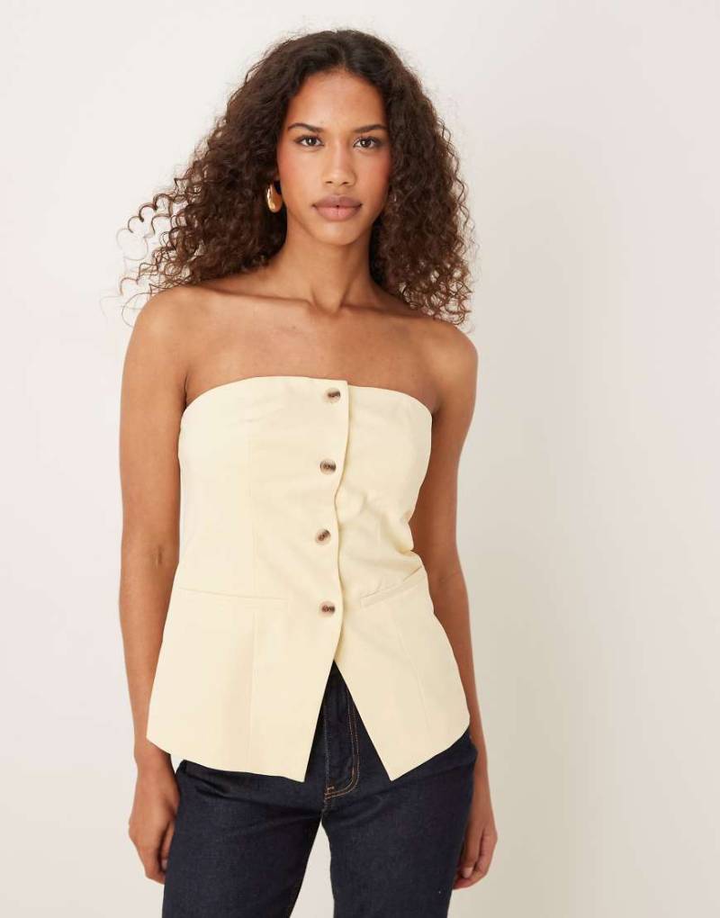 VILA - Mix & Match - Elegante, trägerlose Weste in blassem Bananengelb, Kombiteil von Vila