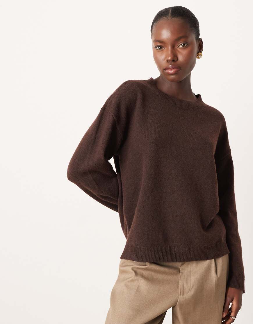 VILA - Oversize-Strickpullover in Schokobraun meliert-Brown von Vila