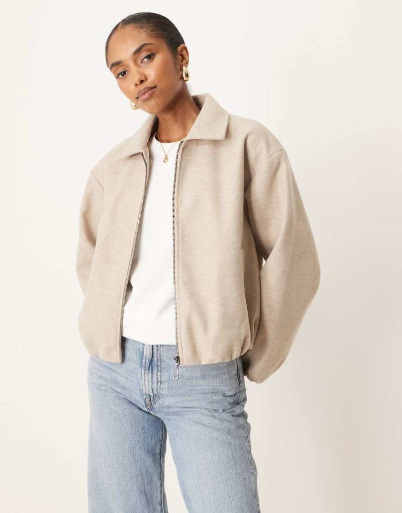 VILA - Schlichte Bomberjacke in Naturfarbe meliert mit Srukturmuster-Neutral von Vila