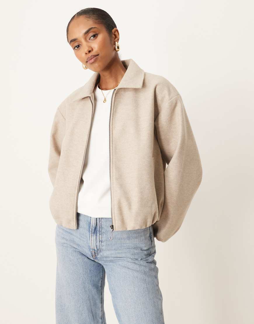 VILA - Schlichte Bomberjacke in Naturfarbe meliert mit Srukturmuster-Neutral von Vila