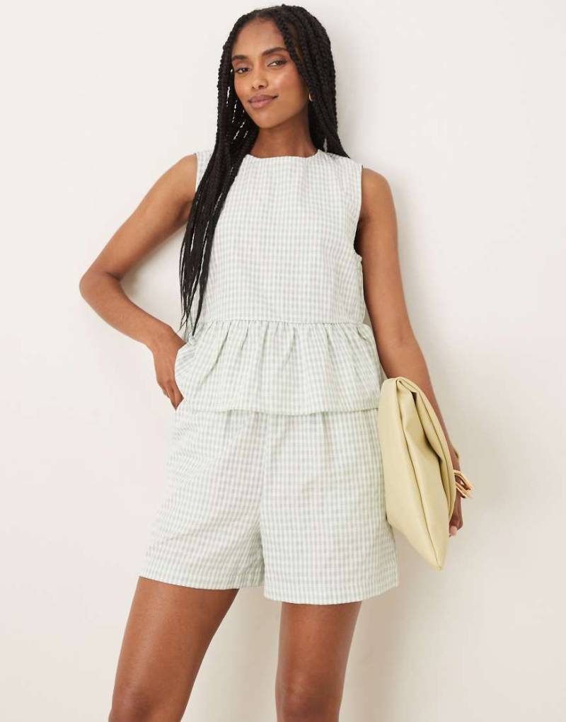 VILA - Shorts mit Vichy-Karo in Neutral, Kombiteil-Bunt von Vila