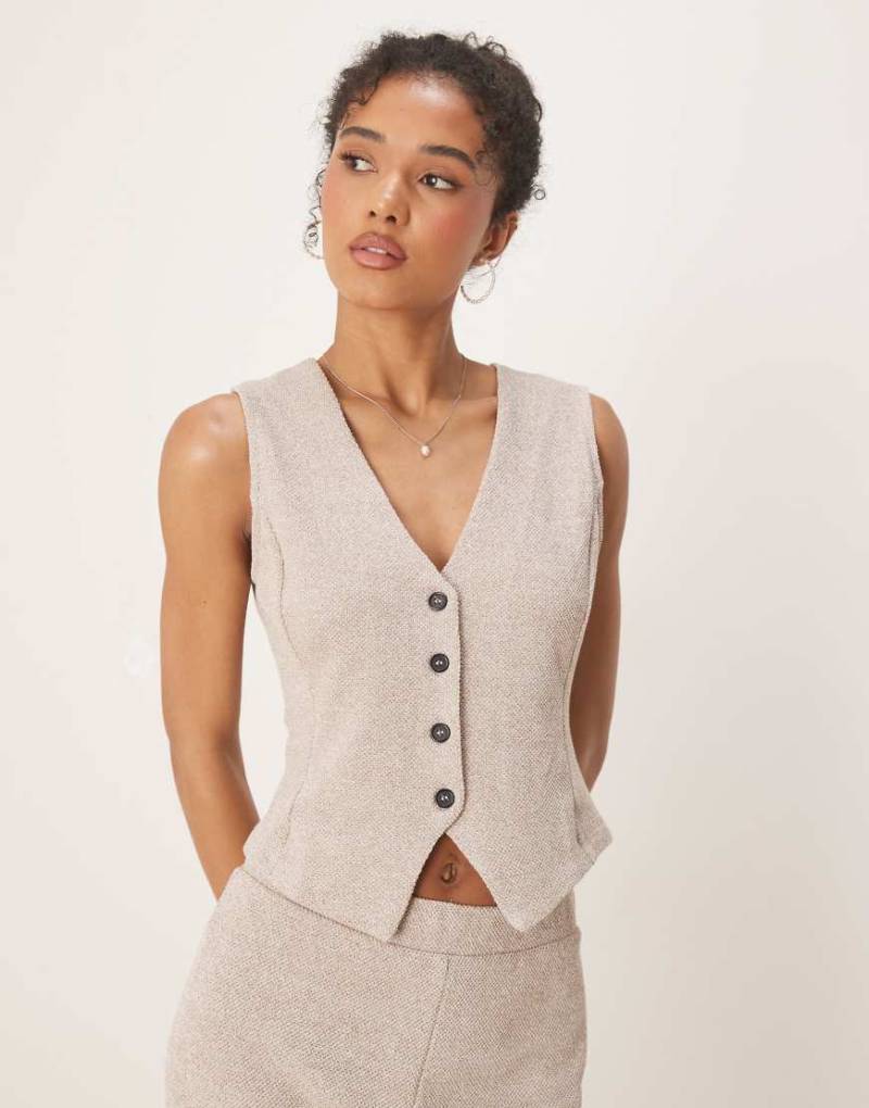 VILA - Strukturierte Jersey-Weste in meliertem hellem Naturton, Kombiteil-Neutral von Vila