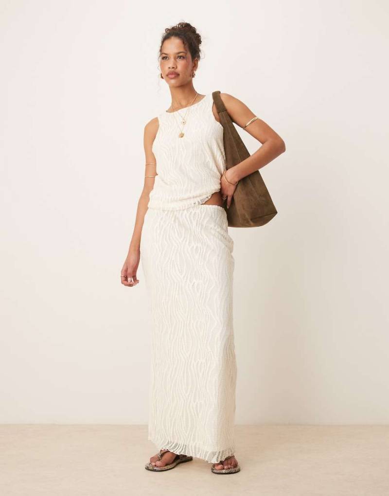 VILA - Strukturierter Maxirock in Creme, Kombiteil-Weiß von Vila