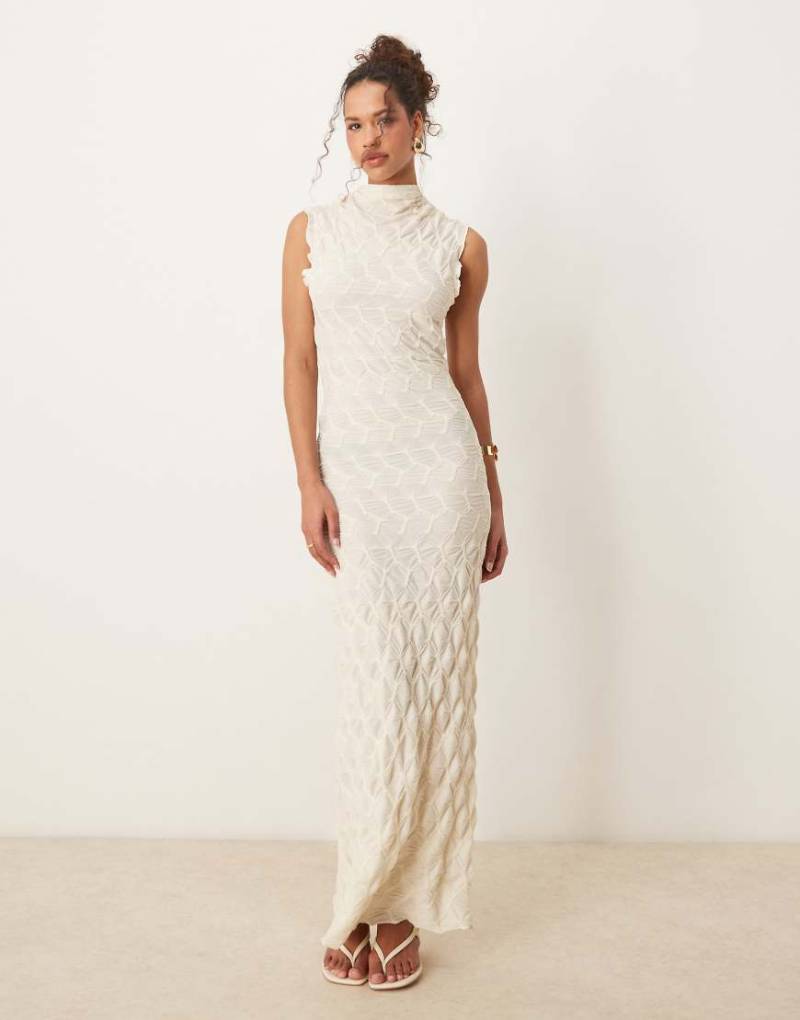 VILA - Strukturiertes Jersey-Maxikleid in Cremeweiß von Vila