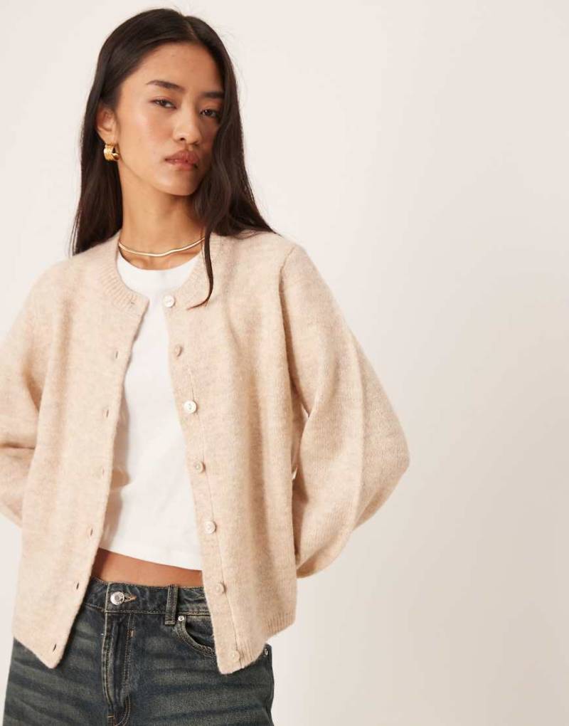 VILA - Superweiche Strickjacke in meliertem Naturton-Neutral von Vila