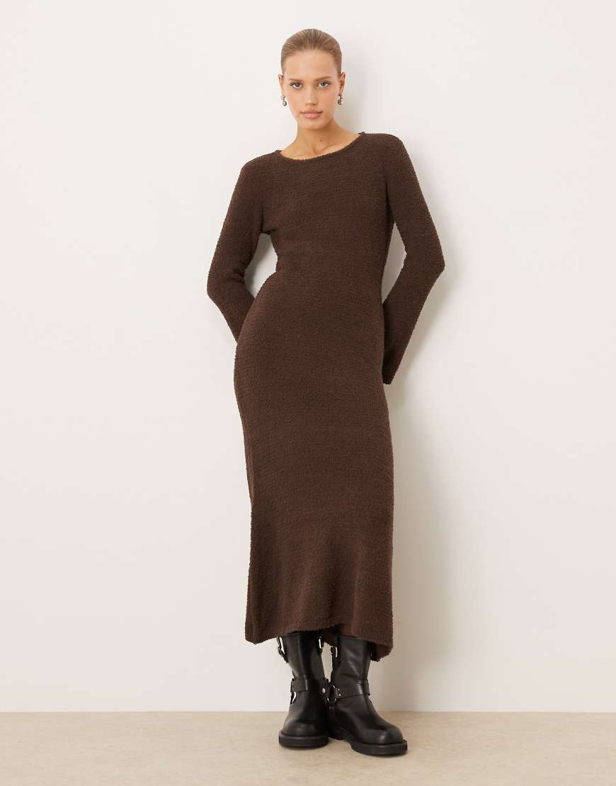 VILA - Superweiches, flauschiges Maxi-Pulloverkleid in Schokobraun-Brown von Vila