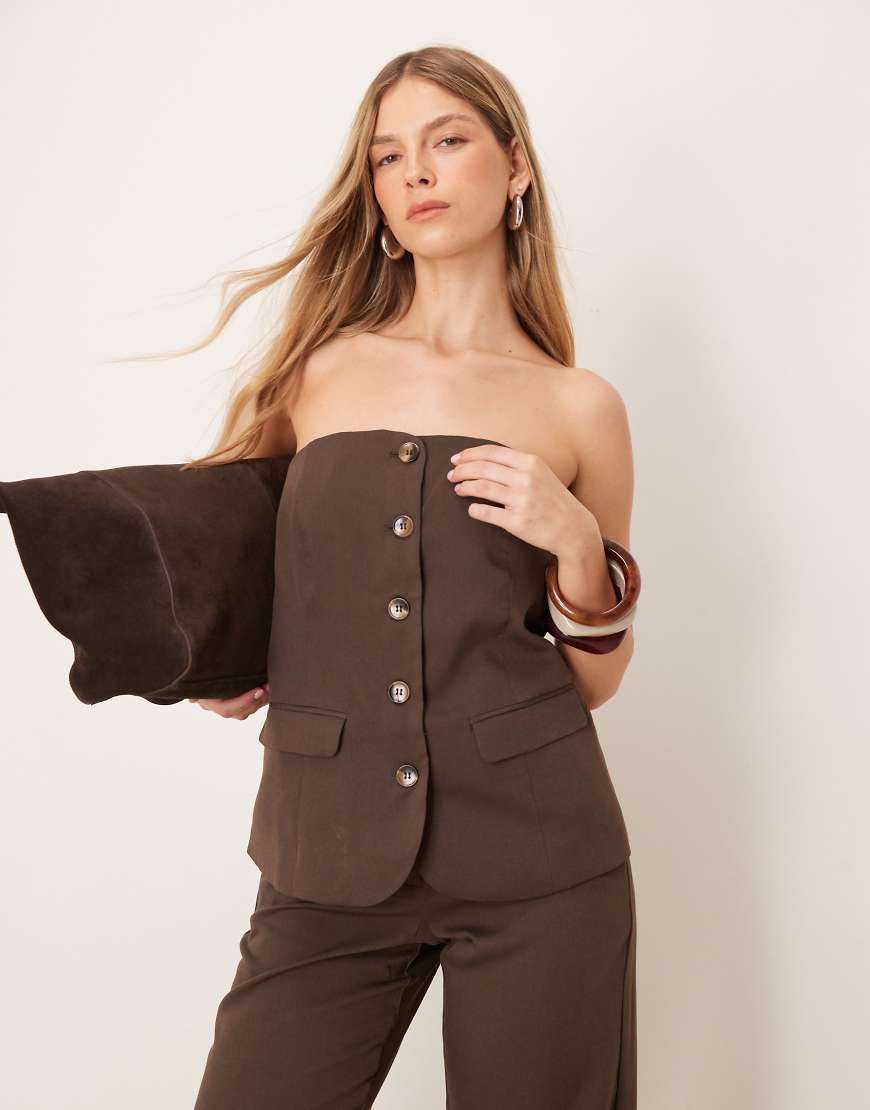 VILA - Trägerlose Weste in Schokobraun mit Detail, Kombiteil-Neutral VILA - Trägerlose Weste in Schokobraun mit Detail, Kombiteil-Neutral von Vila