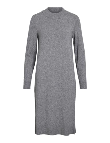 Vila Damen Viril Crew Neck L/S Midi Dress-Noos Kleid, Medium Grey Melange,XS von Vila