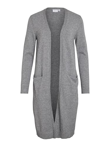 Vila Damen Viril Long L/S Knit Cardigan - Noos Strickjacke 14042770,Medium Grey Melange,XXL von Vila