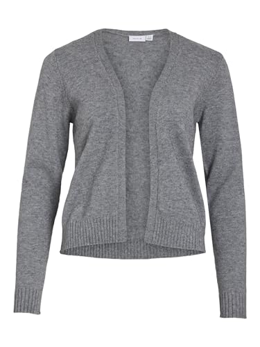 Vila Damen Viril Short L/S Knit Cardigan-noos Strickjacke, Medium Grey Melange,S von Vila