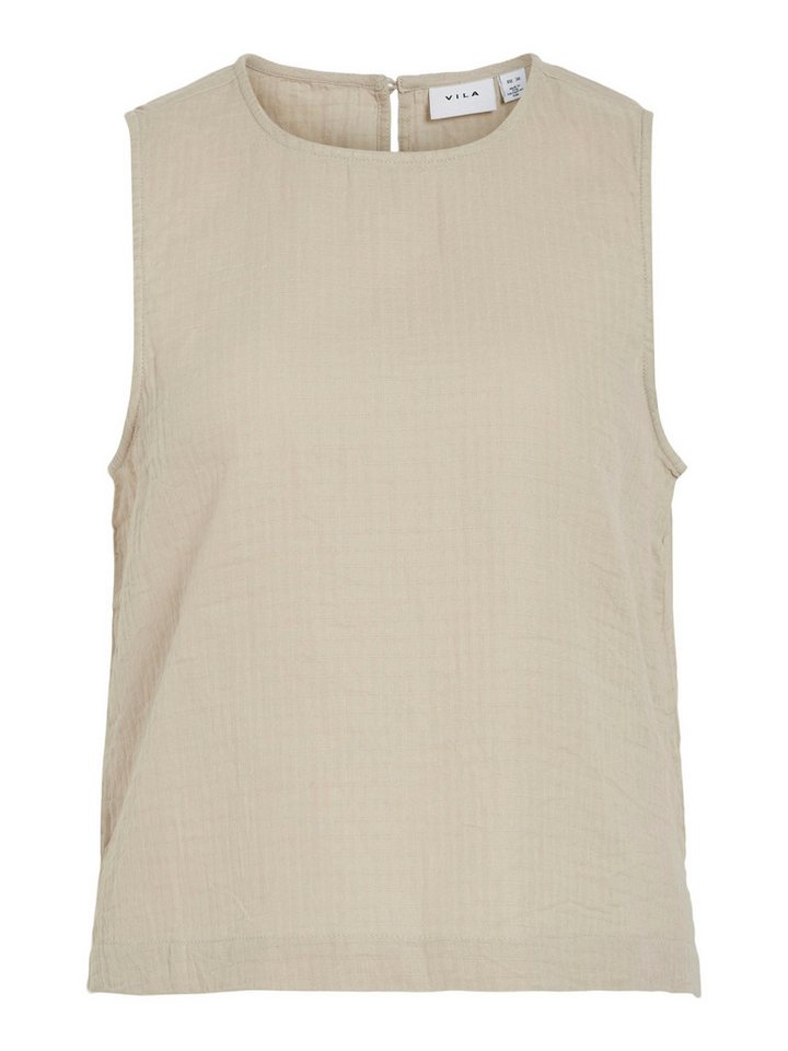 Vila Blusenshirt Ärmelloses Design mit strukturierter Oberfläche VILANIA O-NECK S/L SHORT TOP von Vila