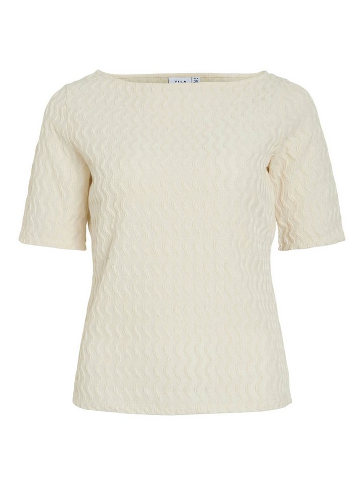 Vila Blusenshirt Kurzarm Struktur Design mit U-Boot Rundhals VIROMILA BOATNECK 2/4 TOP von Vila