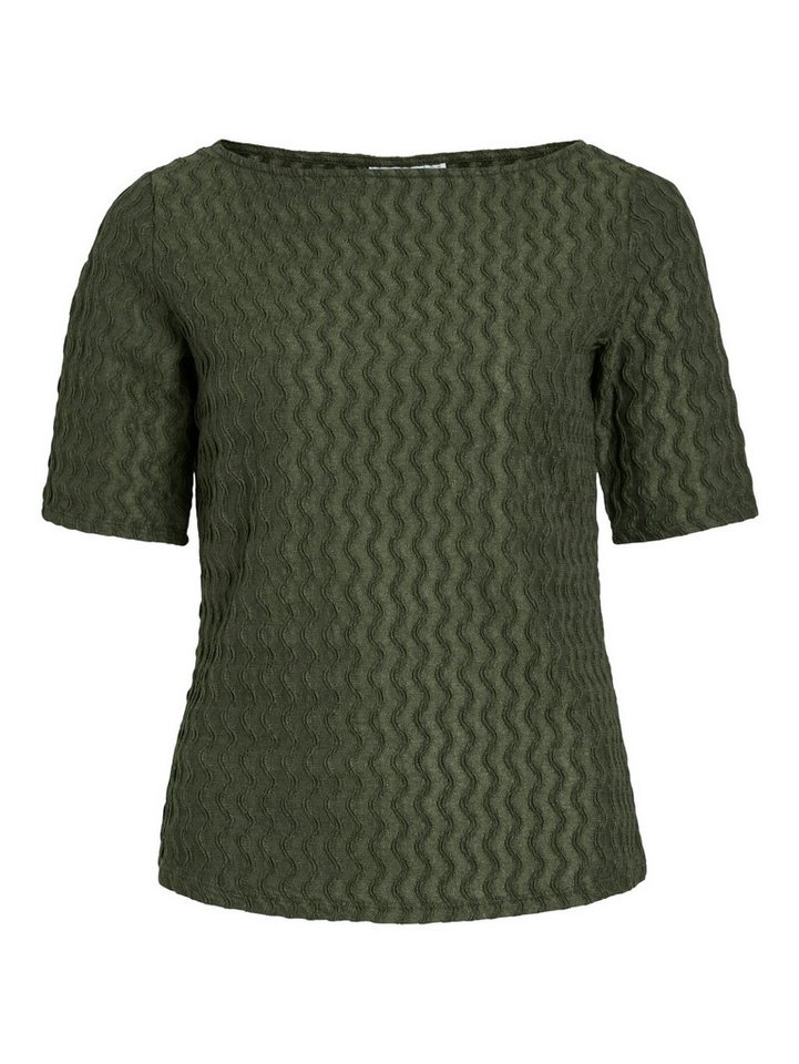 Vila Blusenshirt Kurzarm Struktur Design mit U-Boot Rundhals VIROMILA BOATNECK 2/4 TOP von Vila