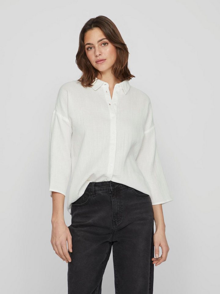Vila Blusenshirt Lockere Crepe Design mit weiten Ärmeln VILANIA BUTTON 3/4 SHIRT - NOOS von Vila