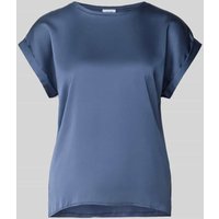 Vila Blusenshirt aus Satin mit Rundhalsausschnitt Modell 'ELLETTE' in Rauchblau, Größe 38 von Vila