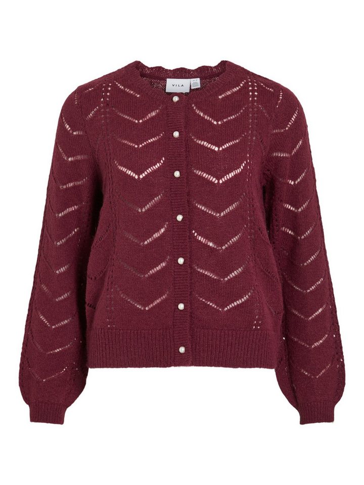 Vila Cardigan Eleganter Strick mit Perlenknöpfen und Strukturmuster (1-tlg) VITULI O-NECK L/S DETAIL KNIT CARDI/PB von Vila