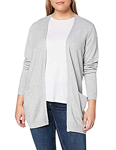 Vila Clothes Damen Strickjacke VIRIL L/S Open Knit Cardigan - NOOS 14044041, Einfarbig, Gr. 42 (Herstellergröße: XL), Grau (Light Grey Melange) von Vila