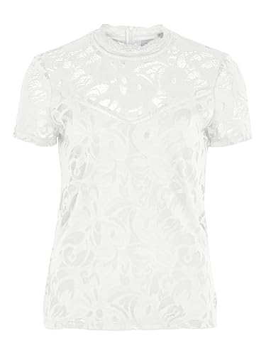 VILA CLOTHES Damen VISTASIA S/S LACE TOP - NOOS Top,, per pack Weiß (Cloud Dancer Cloud Dancer), 36 (Herstellergröße: S) von Vila