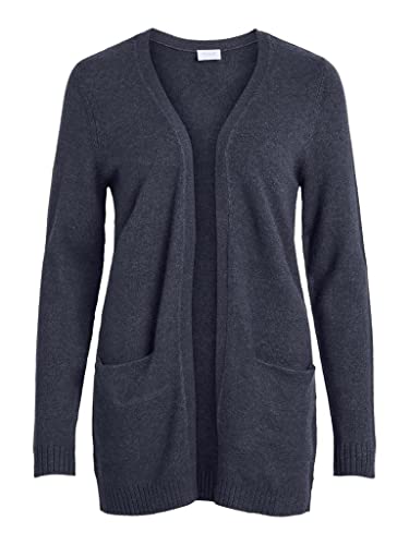 Vila Clothes Damen VIRIL L/S Open Knit Cardigan-NOOS Strickjacke, Total Eclipse (Melange), 38 (Herstellergröße: M) von Vila