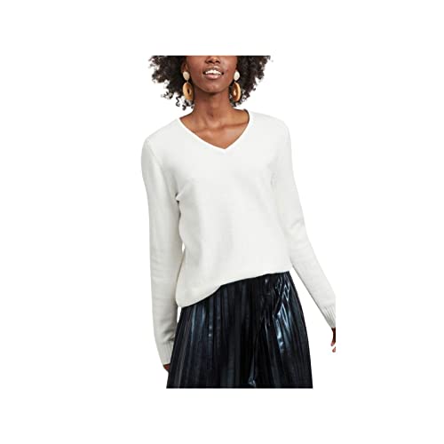 Vila Damen Viril L/S V-Neck Knit Top-noos Pullover, White Alyssum, XS EU von Vila