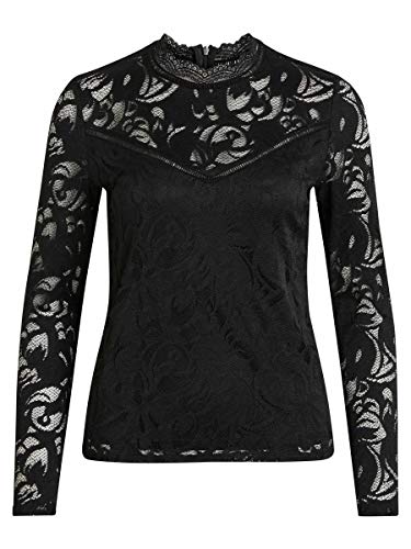 Vila Clothes Damen VISTASIA L/S LACE TOP-NOOS Langarmshirt, per Pack Schwarz (Black Black), 40 (Herstellergröße: L) von Vila