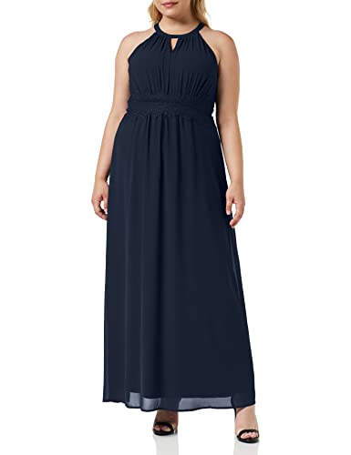 VILA CLOTHES Damen Neckholder Kleid VIMILINA HALTERNECK DRESS - NOOS 14052647, Maxi, Einfarbig, Gr. 44, Blau (Total Eclipse) von Vila