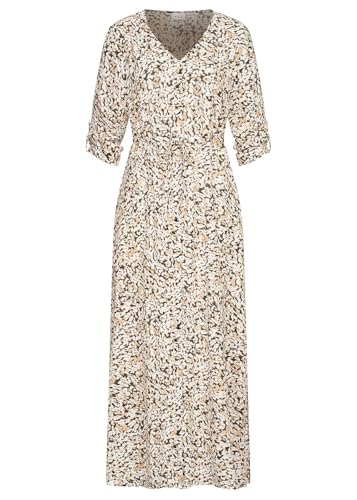 Vila Damen 3/4 Arm V-Neck Viskose Kleid mit Blumen Print & Bindegürtel Asphalt grau von Vila