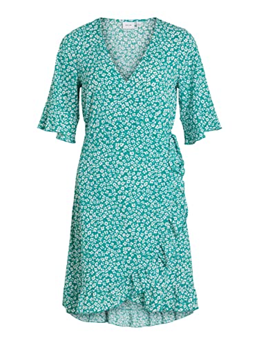 Vila Damen Kleid VICAIA S/S WRAP Dress (as3, Alpha, m, Regular, Regular, Alhambra) von Vila