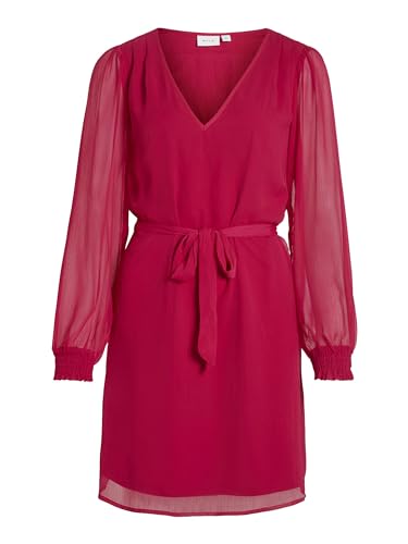 Vila Damen Kleid VIFALIA SMOCK V-NECK L/S DRESS - NOOS (DE/NL/SE/PL, Numerisch, 36, Regular, Regular, dunkelrosa) von Vila