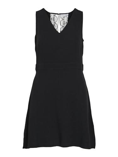 Vila Damen Kleid VIKIKO V-NECK S/L SHORT DRESS/C28 (DE/NL/SE/PL, Numerisch, 38, Regular, Regular, schwarz) von Vila