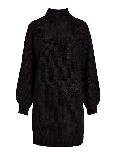 Vila Damen Kleid VILORAINE L/S HIGH Neck Knit Dress/SU (XL, Black) von Vila