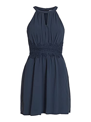 Vila Damen Kleid VIMILINA Halterneck Dress/SU - NOOS (DE/NL/SE/PL, Numerisch, 42, Regular, Regular, total Eclipse) von Vila