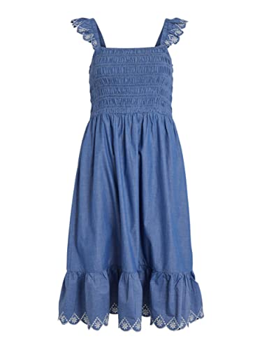 Vila Damen Kleid VIMILLY Square Neck S/L Smock MIDI Dress (as3, Numeric, Numeric_34, Regular, Regular, Blue Fog) von Vila