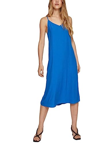 Vila Damen Kleid VIRUMA V-Neck Strap MIDI Calf Dress/SU/R (as3, Numeric, Numeric_34, Regular, Regular, Lapis Blue) von Vila