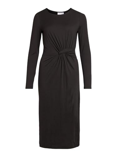 Vila Damen Kleid Vibe Knot L/S MIDI Dress/SU (DE/NL/SE/PL, Alphanumerisch, XL, Regular, Regular, Black Beauty) von Vila
