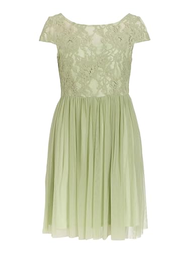 Vila Damen Kurzkleid Spitzen VIULRICANA SS BOATNECK SHORT DRESS/BM/DC (DE/NL/SE/PL, Numerisch, 42, Regular, Regular, swamp) von Vila