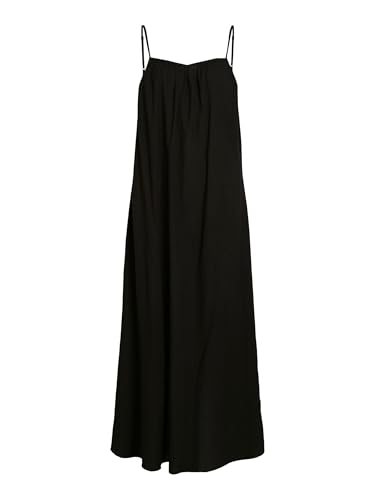 Vila Damen Langes Maxi Kleid Ärmelloses Spaghetti Träger Dress mit Rückenausschnitt VIANIKA, Farben:Schwarz, Größe:38 von Vila
