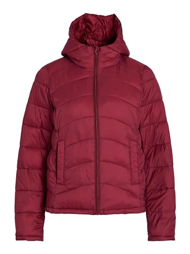 Vila Damen Steppjacke VISIBIRIA L/S SHORT NEW HOOD JACKET/PB (44, beet red) von Vila