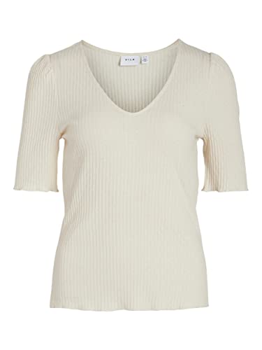 Vila Damen T Shirt VIAWELLA V-Neck 2/4 TOP (as3, Alpha, m, Regular, Regular, Birch) von Vila