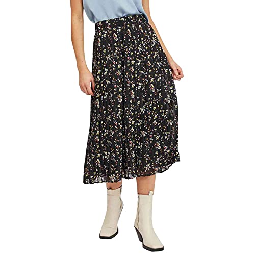 Vila Damen VIBLOSSOMS HW MIDI Skirt/PB Rock, Black/AOP:W CD/Burnt O/Cash B/Aspen G/Green O, 36 von Vila