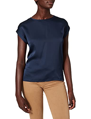 Vila Damen Viellette S/S Satin Top/Su Noos T-Shirt, Navy Blazer, 44 EU von Vila