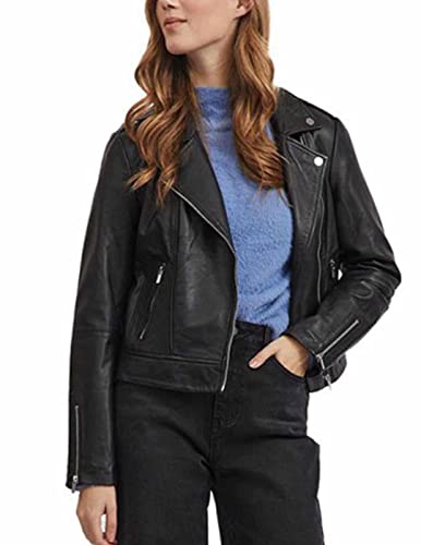 Vila Damen Vifeli Leather Jacket Su - Noos, Schwarz, 40 EU von Vila