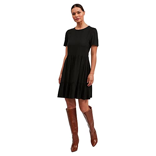 Vila Damen Vipaya S/S Dress / Su - Noos Stufenkleid, Black 2, 36 EU von Vila